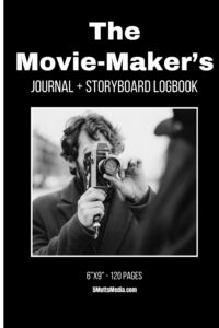 Logbook with iomage of man using film movie camera