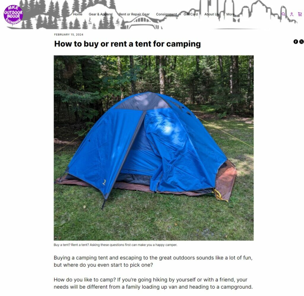 Blog with blue tent in the forests